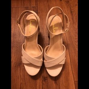 NWOT Lulu’s Cream Strappy Heel, Size 7.5